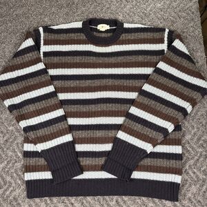 J Crew Oarsman Sweater Men’s LT Tall 100% Wool Stripes Heavy Knit